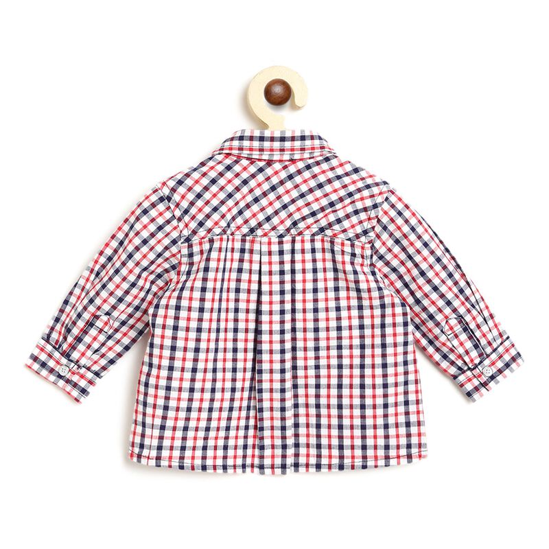 Boys White & Red Long Sleeve Woven Shirt image number null